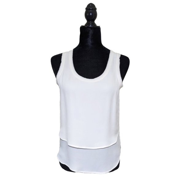 VERONICA BEARD Raw Edge Silk Off-White Tank Top - Picture 2 of 7